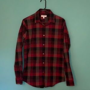 Express Extra Slim Red Plaid Button Up